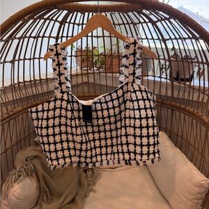 Eloquii white and black tweed cropped top sz 26